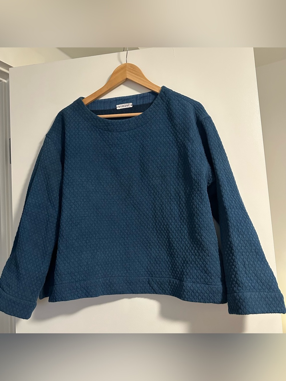 NYMÅNE Carter Quilted Sweatshirt - Hand Dyed Indigo Blue Mud Paint Boxy S